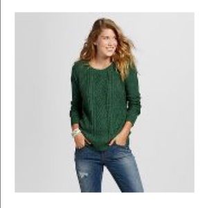 Green cable knit sweater